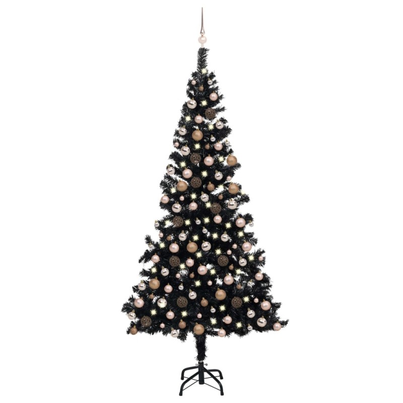 vidaXL Árbol de Navidad preiluminado con luces y bolas negro 240 cm vidaXL Árbol de Navidad preiluminado con luces y bolas negro 240 cm