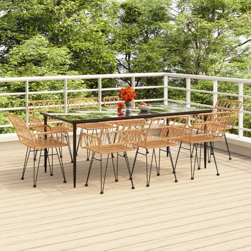 vidaXL Juego de comedor de jardín 9 piezas ratán sintético vidaXL Juego de comedor de jardín 9 piezas ratán sintético