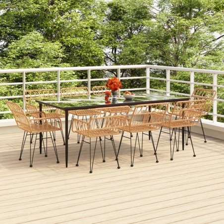 vidaXL Juego de comedor de jardín 9 piezas ratán sintético