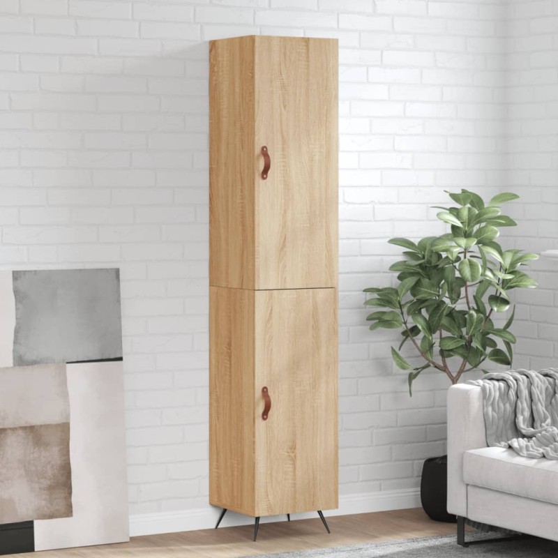 vidaXL Aparador de madera contrachapada roble Sonoma 34,5x34x180 cm vidaXL Aparador de madera contrachapada roble Sonoma 34,5x34x180 cm