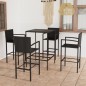 vidaXL Mesa y taburetes altos jardín y cojines 5 pzas ratán PE negro vidaXL Mesa y taburetes altos jardín y cojines 5 pzas ratán PE negro