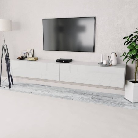 vidaXL Mueble para TV 2 uds contrachapada blanco brillo 120x40x34cm