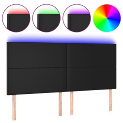 vidaXL Cabecero con luces LED cuero sintético negro 200x5x118/128 cm