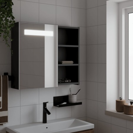 vidaXL Mueble de baño con espejo y luz LED negro 60x13x52 cm
