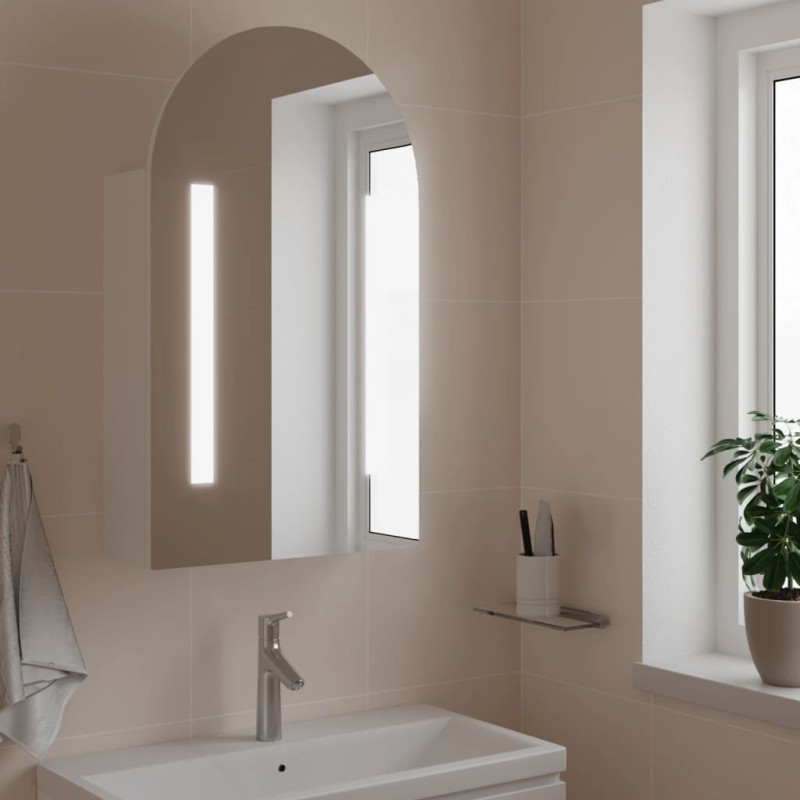 vidaXL Mueble de baño con espejo arqueado y luz LED blanco 42x13x70 cm vidaXL Mueble de baño con espejo arqueado y luz LED blanco 42x13x70 cm