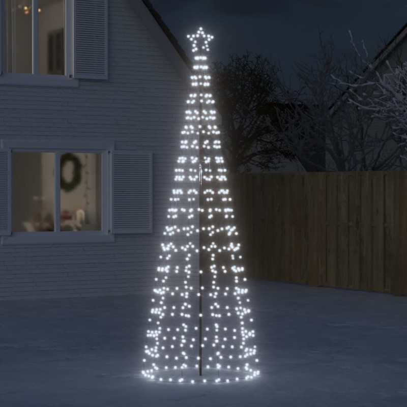 vidaXL Árbol de Navidad cono con estacas 570 LEDs blanco frío 300 cm vidaXL Árbol de Navidad cono con estacas 570 LEDs blanco frío 300 cm