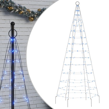 vidaXL Árbol de Navidad en asta de bandera 200 LED azul 180 cm