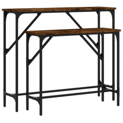 vidaXL Mesas consolas 2 unidades madera de ingeniería roble ahumado
