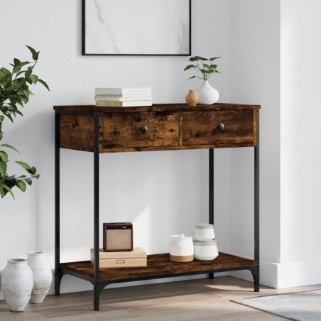 vidaXL Mesa consola madera de ingeniería roble ahumado 75x34,5x75 cm