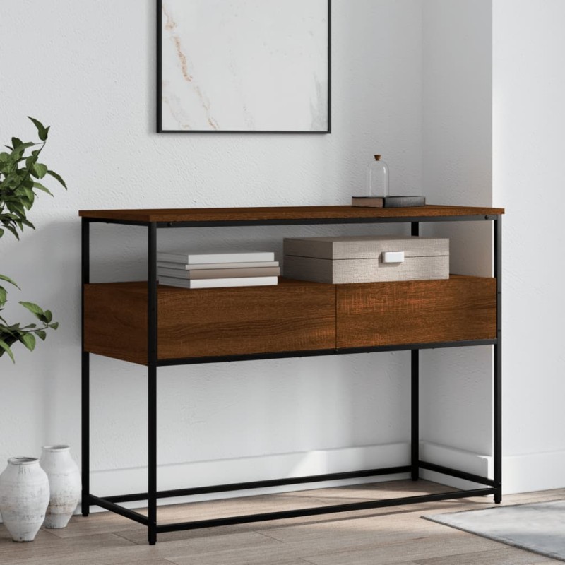 vidaXL Mesa consola madera de ingeniería marrón roble 100x40x75 cm vidaXL Mesa consola madera de ingeniería marrón roble 100x40x75 cm