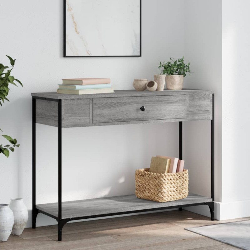 vidaXL Mesa consola madera de ingeniería gris Sonoma 100x34,5x75 cm vidaXL Mesa consola madera de ingeniería gris Sonoma 100x34,5x75 cm