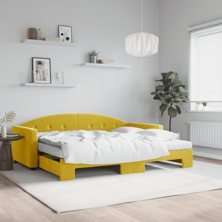 vidaXL Sofá cama nido con colchón terciopelo amarillo 90x200 cm
