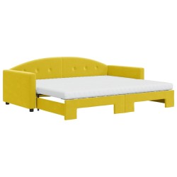 vidaXL Sofá cama nido con colchón terciopelo amarillo 90x200 cm