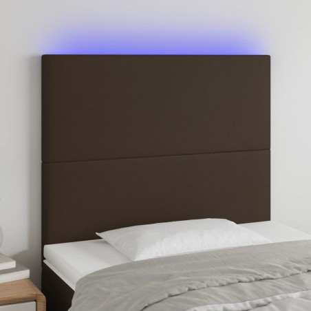 vidaXL Cabecero con luces LED cuero sintético marrón 80x5x118/128 cm