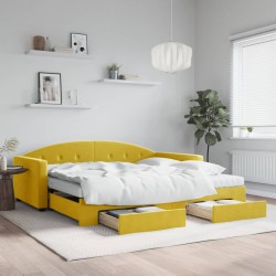 vidaXL Sofá cama nido con cajones terciopelo amarillo 100x200 cm