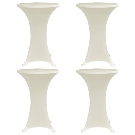 vidaXL Mantel elástico para mesa alta 4 unidades color crema Ø70 cm