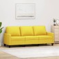 vidaXL Sofá de 3 plazas de tela amarillo claro 180 cm vidaXL Sofá de 3 plazas de tela amarillo claro 180 cm