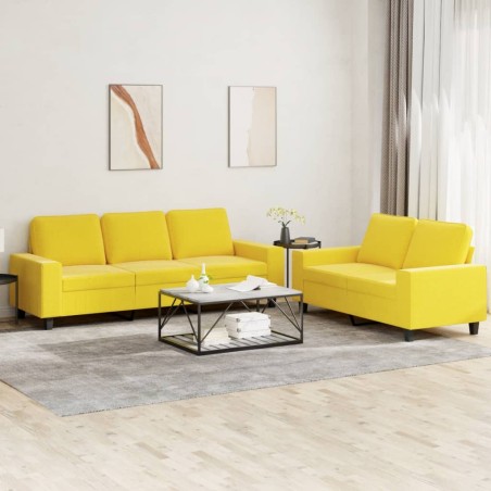 vidaXL Juego de sofás 2 piezas tela amarillo claro