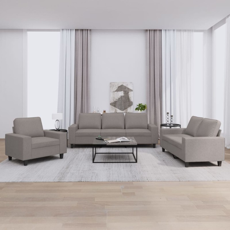 vidaXL Juego de sofás 3 piezas tela gris taupe vidaXL Juego de sofás 3 piezas tela gris taupe