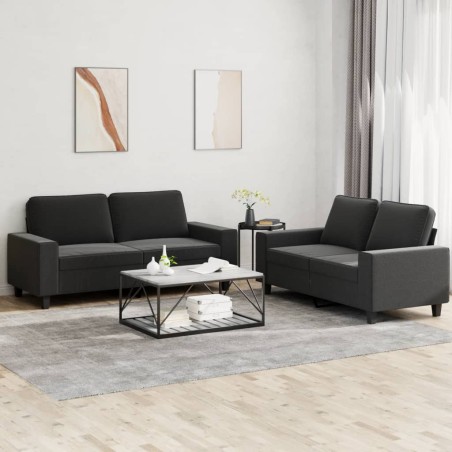 vidaXL Juego de sofás 2 piezas tela negro