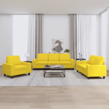 vidaXL Juego de sofás 3 piezas tela amarillo claro