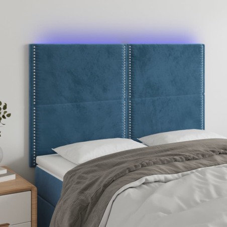 vidaXL Cabecero con luces LED terciopelo azul oscuro 144x5x118/128 cm