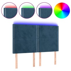 vidaXL Cabecero con luces LED terciopelo azul oscuro 144x5x118/128 cm