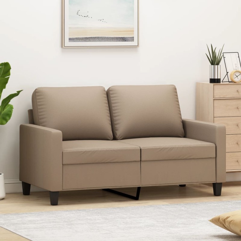 vidaXL Sofá de 2 plazas de cuero sintético color capuchino 120 cm vidaXL Sofá de 2 plazas de cuero sintético color capuchino 120 cm