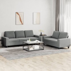 vidaXL Juego de sofás 2 piezas tela gris oscuro