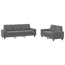 vidaXL Juego de sofás 2 piezas tela gris oscuro