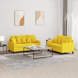 vidaXL Juego de sofás con cojines 2 piezas tela amarillo claro