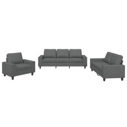 vidaXL Juego de sofás 3 piezas tela gris oscuro