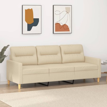 vidaXL Sofá de 3 plazas de tela crema 180 cm