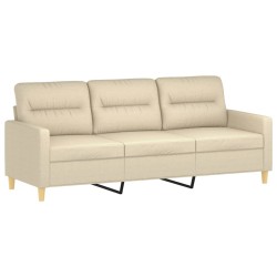 vidaXL Sofá de 3 plazas de tela crema 180 cm