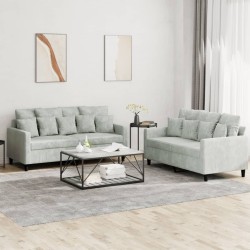 vidaXL Juego de sofás con cojines 2 piezas terciopelo gris claro