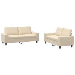 vidaXL Juego de sofás 2 piezas tela color crema