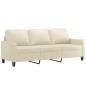 vidaXL Sofá de 3 plazas de cuero sintético color crema 180 cm vidaXL Sofá de 3 plazas de cuero sintético color crema 180 cm