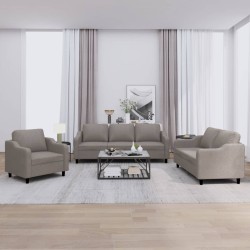 vidaXL Juego de sofás con cojines 3 piezas tela gris taupe