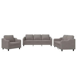 vidaXL Juego de sofás con cojines 3 piezas tela gris taupe