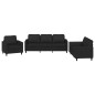 vidaXL Juego de sofás con cojines 3 piezas cuero sintético negro vidaXL Juego de sofás con cojines 3 piezas cuero sintético negro