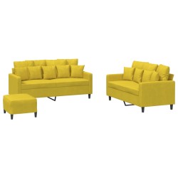 vidaXL Juego de sofás con cojines 3 piezas terciopelo amarillo