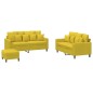 vidaXL Juego de sofás con cojines 3 piezas terciopelo amarillo vidaXL Juego de sofás con cojines 3 piezas terciopelo amarillo