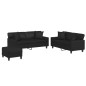 vidaXL Juego de sofás con cojines 3 piezas cuero sintético negro vidaXL Juego de sofás con cojines 3 piezas cuero sintético negro