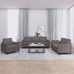 vidaXL Juego de sofás con cojines 3 piezas cuero sintético gris