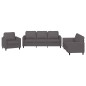 vidaXL Juego de sofás con cojines 3 piezas cuero sintético gris vidaXL Juego de sofás con cojines 3 piezas cuero sintético gris