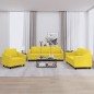 vidaXL Juego de sofás con cojines 3 piezas tela amarillo claro vidaXL Juego de sofás con cojines 3 piezas tela amarillo claro