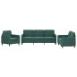 vidaXL Juego de sofás 3 piezas terciopelo verde oscuro vidaXL Juego de sofás 3 piezas terciopelo verde oscuro