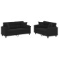vidaXL Juego de sofás con cojines 2 piezas tela microfibra negro vidaXL Juego de sofás con cojines 2 piezas tela microfibra negro
