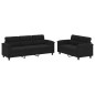 vidaXL Juego de sofás con cojines 2 piezas tela microfibra negro vidaXL Juego de sofás con cojines 2 piezas tela microfibra negro