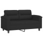 vidaXL Juego de sofás con cojines 2 piezas tela microfibra negro vidaXL Juego de sofás con cojines 2 piezas tela microfibra negro